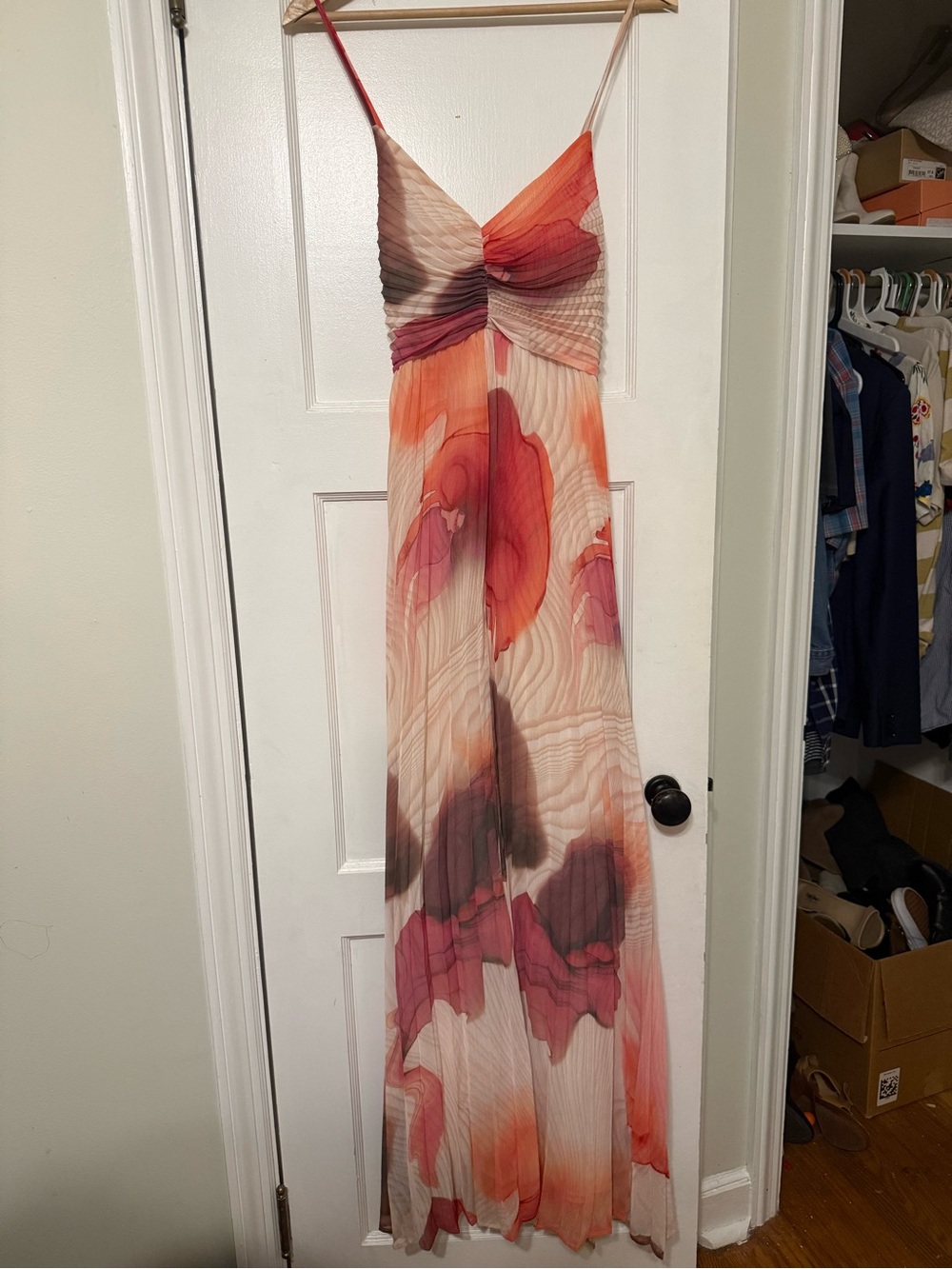 Express Coral Pink and Cream Floral Maxi Dress